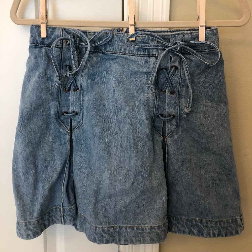 Free People Lace Up Denim Skirt